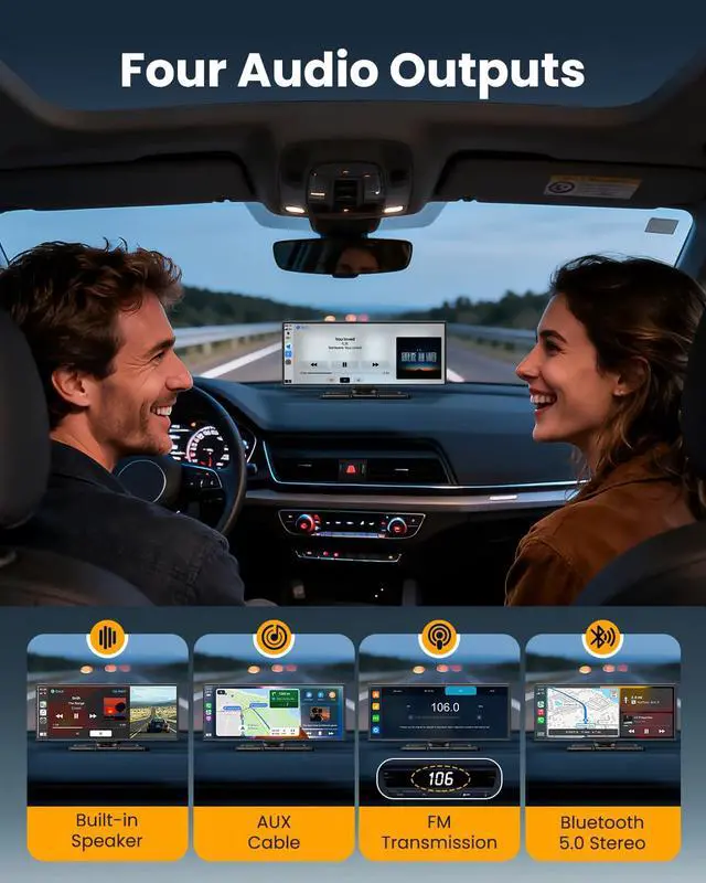 Alt view image 4 of 7 - 11.5" Largest Wireless Carplay Screen for Car, Portable Apple Carplay & Android Auto Touch Screen, 4K Dash Cam/App Control/1080p Backup Camera/Mirror Link/Voice Control/GPS/Bluetooth,for All Vehicles