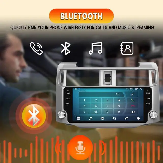 Alt view image 4 of 6 - Android Radio for Toyota 4Runner 2010-2023 10.33-inch Touchscreen | Android 4Runner Radio Head Unit, Wireless CarPlay & Android Auto, DSP, GPS Navigation, Bluetooth, WiFi, FM AM, Silver