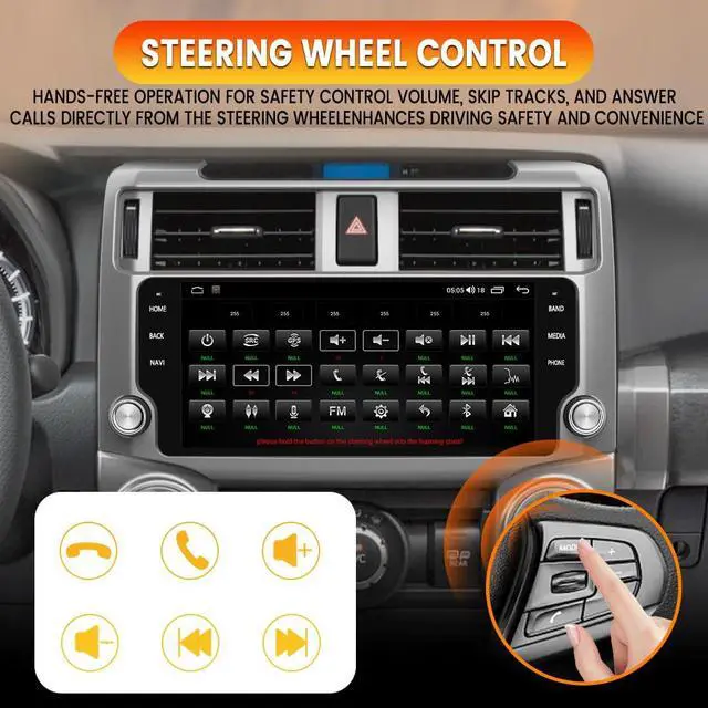 Alt view image 6 of 6 - Android Radio for Toyota 4Runner 2010-2023 10.33-inch Touchscreen | Android 4Runner Radio Head Unit, Wireless CarPlay & Android Auto, DSP, GPS Navigation, Bluetooth, WiFi, FM AM, Silver