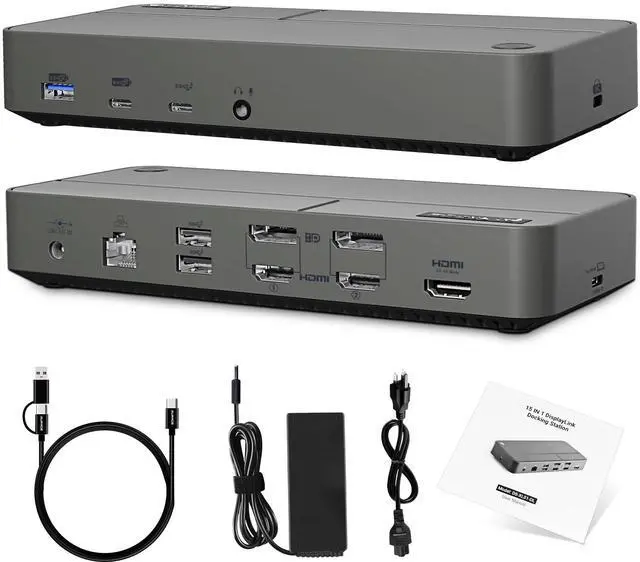 Main image of MacBook Docking Station 3 Monitors, Displaylink Laptop Docking Stations with 130W Power Supply,15 in 1 USB C Triple 4K Display Dock for MacBook Pro/Air and USB-C/A Port Computer (3 HDMI, 2 DP)