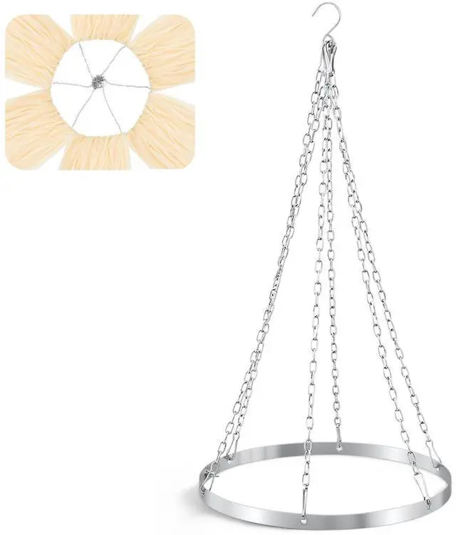 Main image of 12 Inches Silver Metallic Ceiling Drapes Hanging Kit for 6 Panels Wedding Ceiling Drapes Canopy Hoop Metal Hardware Kit for Draping Fabric Indoor Outdoor Decorations Photo Backgrounds
