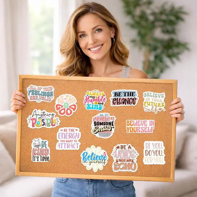 Alt view image 3 of 7 - 300PCS Motivational & Affirmation Stickers by Holographic Pack for Vision Board, Inspirational Decals for Water Bottles, Laptops, Planners, Journals, Scrapbooks & Teachers