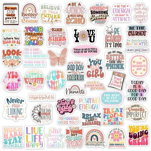 Alt view image 2 of 7 - 300PCS Motivational & Affirmation Stickers by Holographic Pack for Vision Board, Inspirational Decals for Water Bottles, Laptops, Planners, Journals, Scrapbooks & Teachers