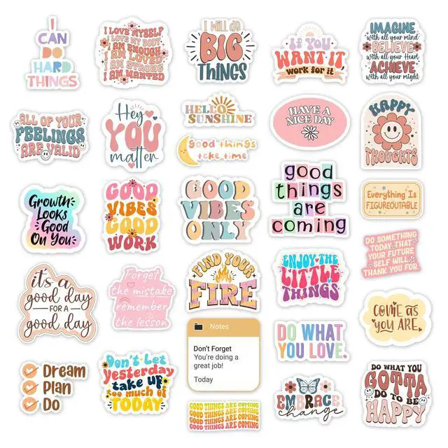 Alt view image 4 of 7 - 300PCS Motivational & Affirmation Stickers by Holographic Pack for Vision Board, Inspirational Decals for Water Bottles, Laptops, Planners, Journals, Scrapbooks & Teachers