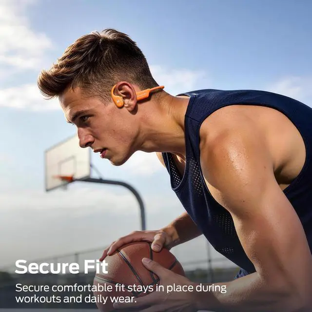 Alt view image 4 of 7 - Open Ear BC300 Sport Headphones, Wireless Bone Conduction Headphones Bluetooth 6.0, IPX8 Waterproof, 32GB Built-in Memory, 10-Hour Battery Life for Running, Cycling, Outdoor Sports