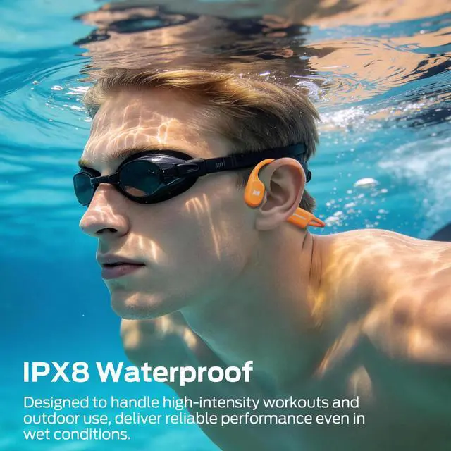 Alt view image 7 of 7 - Open Ear BC300 Sport Headphones, Wireless Bone Conduction Headphones Bluetooth 6.0, IPX8 Waterproof, 32GB Built-in Memory, 10-Hour Battery Life for Running, Cycling, Outdoor Sports