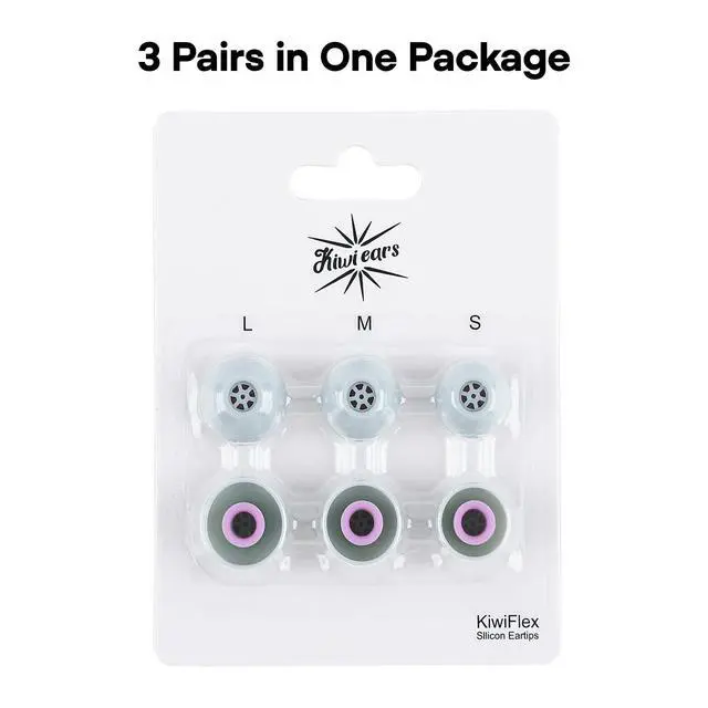Alt view image 6 of 7 - Kiwi Ears Flex Anti-Earwax IEM Ear Tips, 3 Pairs, S/M/L Size | Silicone Ear Plugs, Replacement HiFi Wired Earbud Eartips for KZ ZS10 Pro 2 SuperMix 4 Hype4 Astral Cadenza Belle, Grey