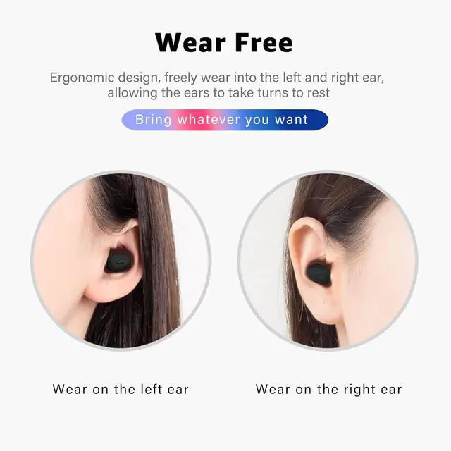 Alt view image 3 of 6 - Single Bluetooth Wireless Earbud, Mini Invisible in-Ear Wireless Bluetooth Headphone 12 Hours Super Long Battery Life Suitable for Sports Work and Sleep - Black