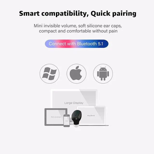 Alt view image 5 of 6 - Single Bluetooth Wireless Earbud, Mini Invisible in-Ear Wireless Bluetooth Headphone 12 Hours Super Long Battery Life Suitable for Sports Work and Sleep - Black