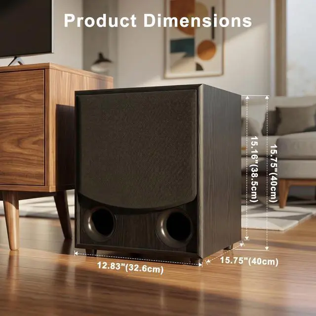 Alt view image 5 of 7 - HS-10SW 10" Powered Subwoofer, 200W RMS Class AB, 800W Peak, 40Hz-250Hz (±3dB) Deep Bass, Bass Reflex, Adjustable Crossover & Dual Audio Inputs for Home Theater & Stereo HiFi