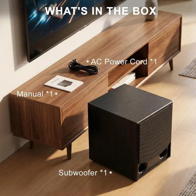 Alt view image 6 of 7 - HS-10SW 10" Powered Subwoofer, 200W RMS Class AB, 800W Peak, 40Hz-250Hz (±3dB) Deep Bass, Bass Reflex, Adjustable Crossover & Dual Audio Inputs for Home Theater & Stereo HiFi