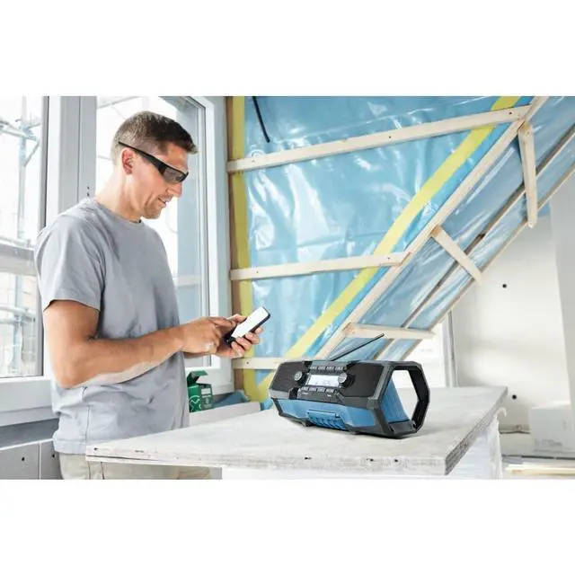 Alt view image 7 of 7 - GPB18V-2CN 18V Cordless Jobsite Radio with Bluetooth 5.0 - Portable, Durable, Enhanced Bass, USB Charging, AUX Input (Battery Not Included)