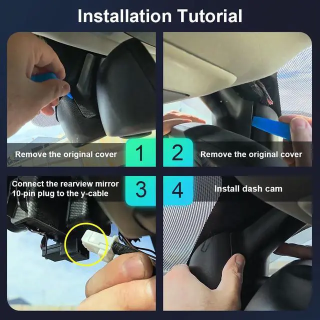 Alt view image 5 of 6 - 4K Dash Cam Compatible with Chrysler Pacifica 2018-2026 & Plug-in Hybrid, OEM Factory Look, UHD 2160P Video, Loop Recording, Built-in WiFi & APP, Gravity Sensor, Plug & Play, 64GB Card