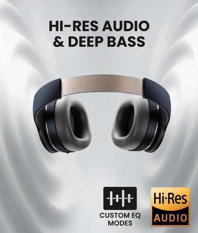 Alt view image 2 of 7 - Audio Enduro ANC Noise Canceling Headphones, Dark Navy | Bluetooth Multipoint Connection, Over-the-Ear Design with Mic, Crystal Clear Hands-Free Calling, 60 Hours of Battery Life