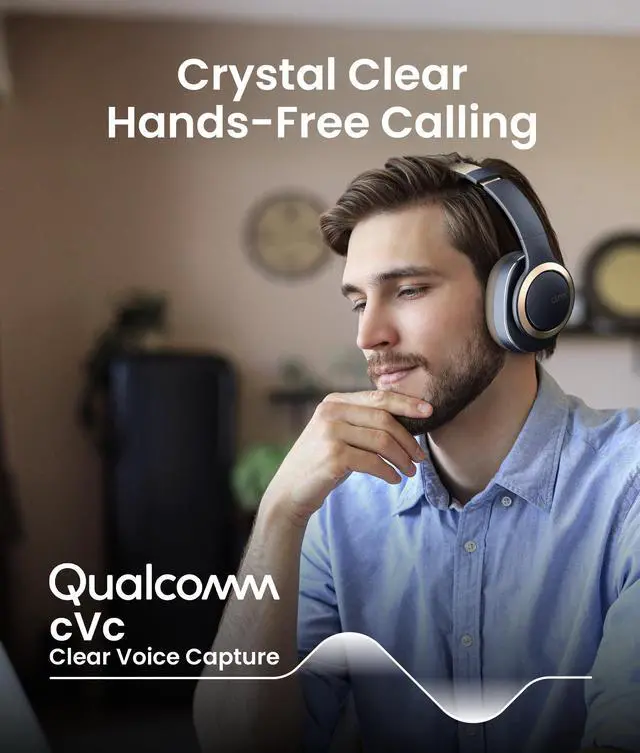 Alt view image 4 of 7 - Audio Enduro ANC Noise Canceling Headphones, Dark Navy | Bluetooth Multipoint Connection, Over-the-Ear Design with Mic, Crystal Clear Hands-Free Calling, 60 Hours of Battery Life