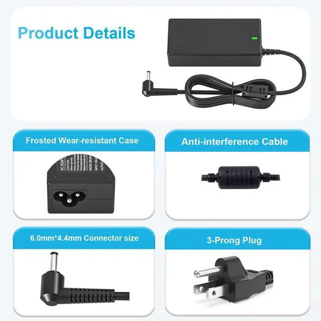 Alt view image 4 of 5 - 65W Laptop Charger Fit for Lenovo Ideapad 1 3 5 / Slim 3 Laptop | For Ideapad 1-15iau7 1-15ijl7 3-15itl6 3-15iau7, V15 V14 V17 110s 320 330 330s; 4.0mm * 1.7mm Tip
