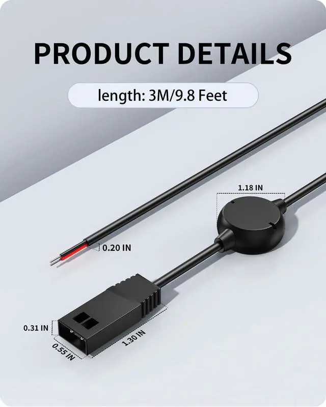 Alt view image 3 of 6 - PC11 Power Cord for Humminbird 9.8FT/3M Standard 720057-1 Compatible with Humminbird All Helix, PiranhaMAX and Earlier Models Including 300, 500, 600, 700, 800, 900, 1100 Series Fish Finder