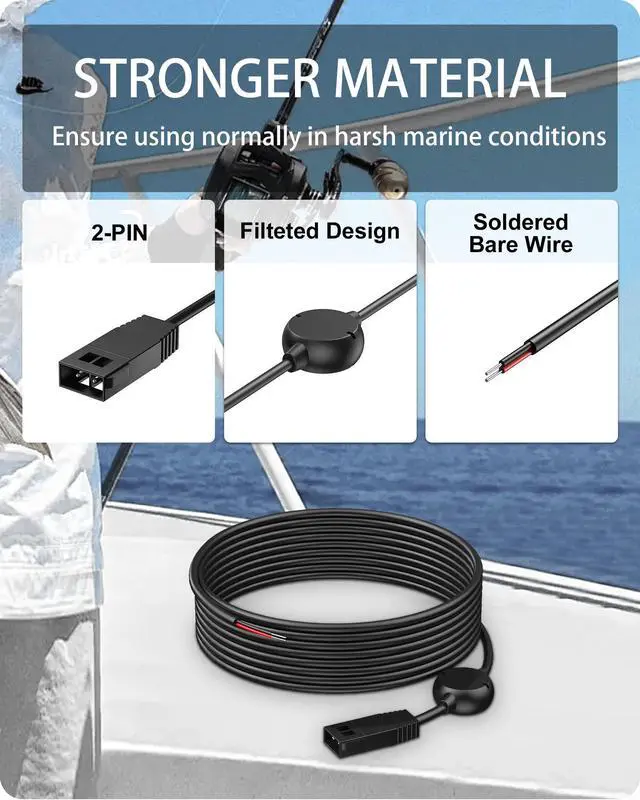 Alt view image 4 of 6 - PC11 Power Cord for Humminbird 9.8FT/3M Standard 720057-1 Compatible with Humminbird All Helix, PiranhaMAX and Earlier Models Including 300, 500, 600, 700, 800, 900, 1100 Series Fish Finder