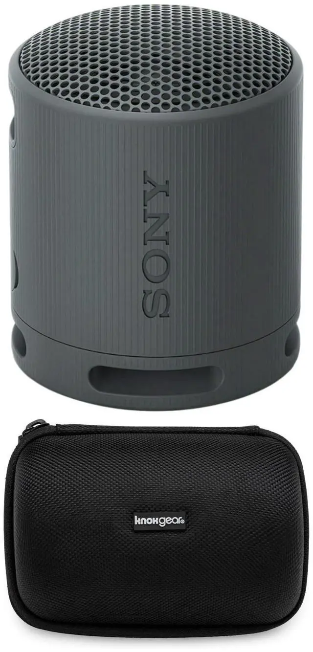 Main image of SRS-XB100 Wireless Bluetooth Portable Travel Speaker Bundle (Black) | Travel case, Strap, (2 items)