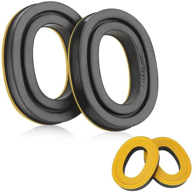 Main image of Upgraded Gel Ear Pads for 3M WorkTunes Hearing Protector (90541 90542), High Density Noise Reduction Replacement Gel Cups with Adapter Plates for Peltor Sport Tactical 300/500 Headset, 1 Set-Yellow