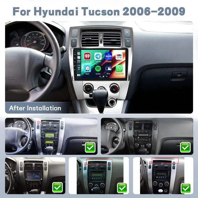 Alt view image 2 of 7 - Qualcomn Chipset 8 Core 4+64GB Android 15 Car Stereo for Hyundai Tucson 2006-2009, 10 Inch Touch Screen Carplay Android Auto Radio DSP Hi-Res Picture in Picture+AHD Backup Camera Voice Assistant