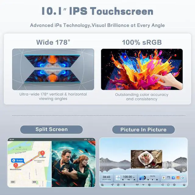 Alt view image 5 of 7 - Qualcomn Chipset 8 Core 4+64GB Android 15 Car Stereo for Hyundai Tucson 2006-2009, 10 Inch Touch Screen Carplay Android Auto Radio DSP Hi-Res Picture in Picture+AHD Backup Camera Voice Assistant