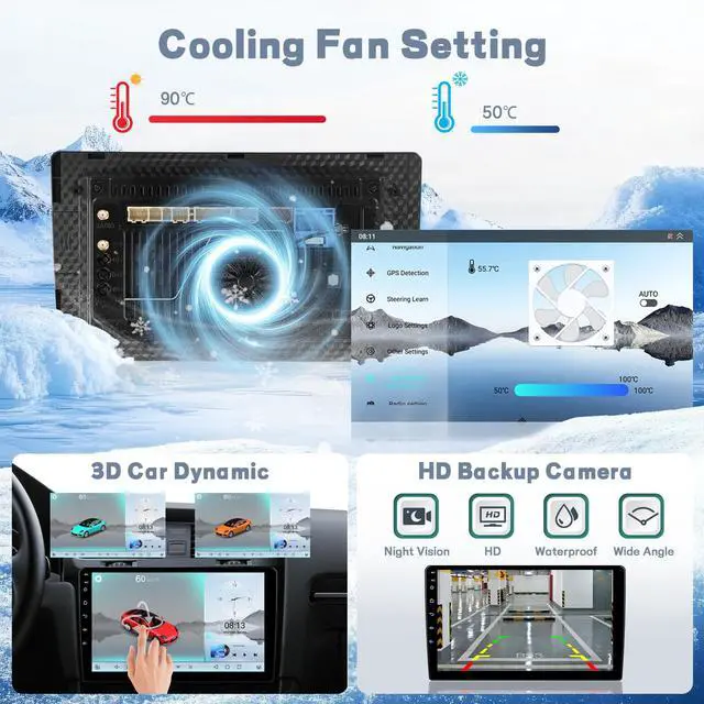 Alt view image 4 of 7 - Qualcomn Chipset 8 Core 4+64GB Android 15 Car Stereo for Hyundai Tucson 2006-2009, 10 Inch Touch Screen Carplay Android Auto Radio DSP Hi-Res Picture in Picture+AHD Backup Camera Voice Assistant