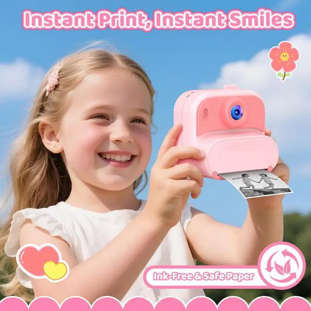 Alt view image 2 of 7 - Kids Camera Instant Print: 1080P HD Digital Camera for Kids - Girls for Age 3-12 - Toddler Cameras Toys Gift for 4 5 6 7 8 9 10 11 Years Old - Cool Presents Ideals for Birthday Pink