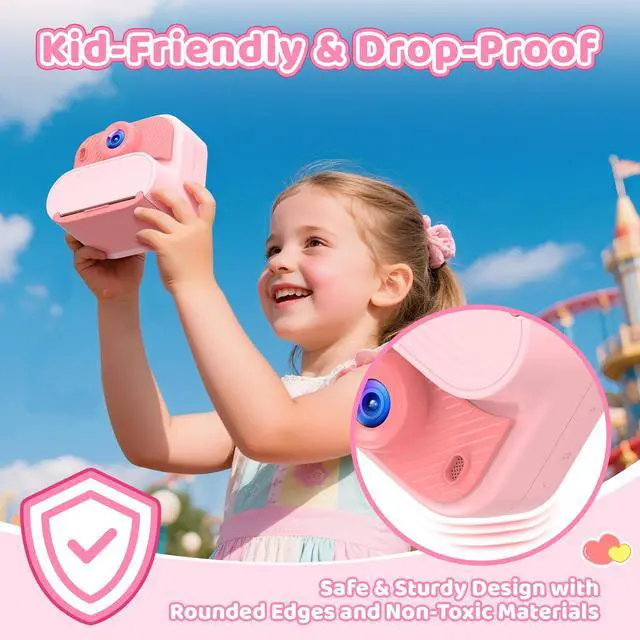 Alt view image 5 of 7 - Kids Camera Instant Print: 1080P HD Digital Camera for Kids - Girls for Age 3-12 - Toddler Cameras Toys Gift for 4 5 6 7 8 9 10 11 Years Old - Cool Presents Ideals for Birthday Pink