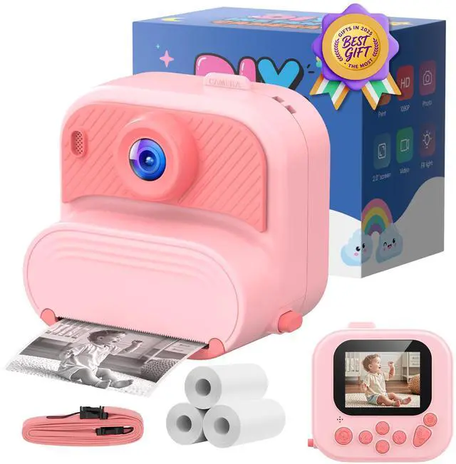Main image of Kids Camera Instant Print: 1080P HD Digital Camera for Kids - Girls for Age 3-12 - Toddler Cameras Toys Gift for 4 5 6 7 8 9 10 11 Years Old - Cool Presents Ideals for Birthday Pink