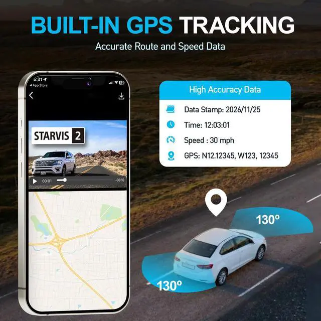 Alt view image 5 of 7 - Dash Cam Front and Rear, 4K+4K Dual Dash Camera for Cars, STARVIS 2 Night Vision, Free 24H Parking Mode Hardwire Kit, Built-in Wi-Fi, GPS, 128GB SD Card Included (DR52)