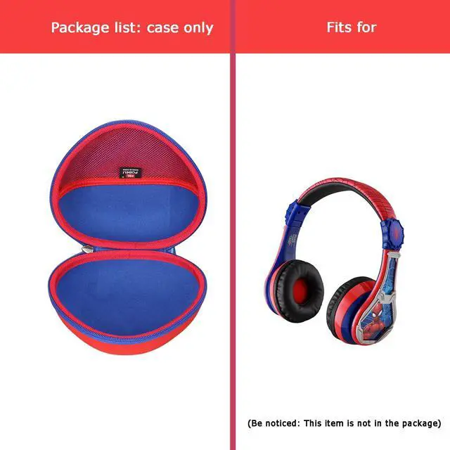 Alt view image 5 of 7 - EVA Kids Headphone Case for JLab/Acer/eKids Spiderman, Case Only | Hard EVA Shell, Shockproof & Water-Resistant, Double Zipper Closure, Mesh Pocket, Travel Storage Bag, Red+Blue