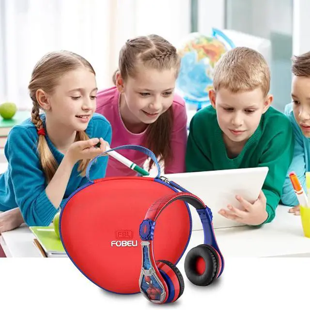 Alt view image 6 of 7 - EVA Kids Headphone Case for JLab/Acer/eKids Spiderman, Case Only | Hard EVA Shell, Shockproof & Water-Resistant, Double Zipper Closure, Mesh Pocket, Travel Storage Bag, Red+Blue