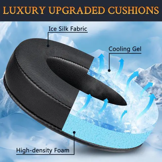 Alt view image 4 of 7 - Cooling Earpads for Sony WH-1000XM4 Headphones, Ear Pads Cushions with High-Density Noise Isolation Foam, Added Thickness, Without Affecting Sensor - Black