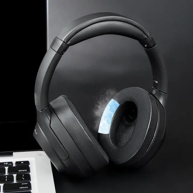 Alt view image 3 of 7 - Cooling Earpads for Sony WH-1000XM4 Headphones, Ear Pads Cushions with High-Density Noise Isolation Foam, Added Thickness, Without Affecting Sensor - Black