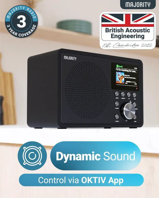 Alt view image 2 of 7 - Internet Radio for Home with WiFi and FM | DSP Speaker Perfect for Bedroom, Kitchen, and Living Room Use | FM, Spotify Connect, Multi-Alarm, Frontier Oktiv App Control | Touro