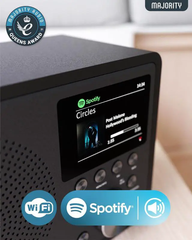 Alt view image 3 of 7 - Internet Radio for Home with WiFi and FM | DSP Speaker Perfect for Bedroom, Kitchen, and Living Room Use | FM, Spotify Connect, Multi-Alarm, Frontier Oktiv App Control | Touro