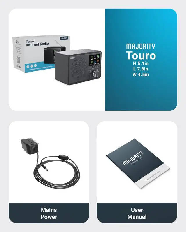 Alt view image 6 of 7 - Internet Radio for Home with WiFi and FM | DSP Speaker Perfect for Bedroom, Kitchen, and Living Room Use | FM, Spotify Connect, Multi-Alarm, Frontier Oktiv App Control | Touro