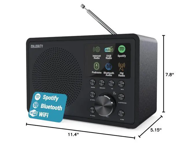 Alt view image 7 of 7 - Internet Radio for Home with WiFi and FM | DSP Speaker Perfect for Bedroom, Kitchen, and Living Room Use | FM, Spotify Connect, Multi-Alarm, Frontier Oktiv App Control | Touro