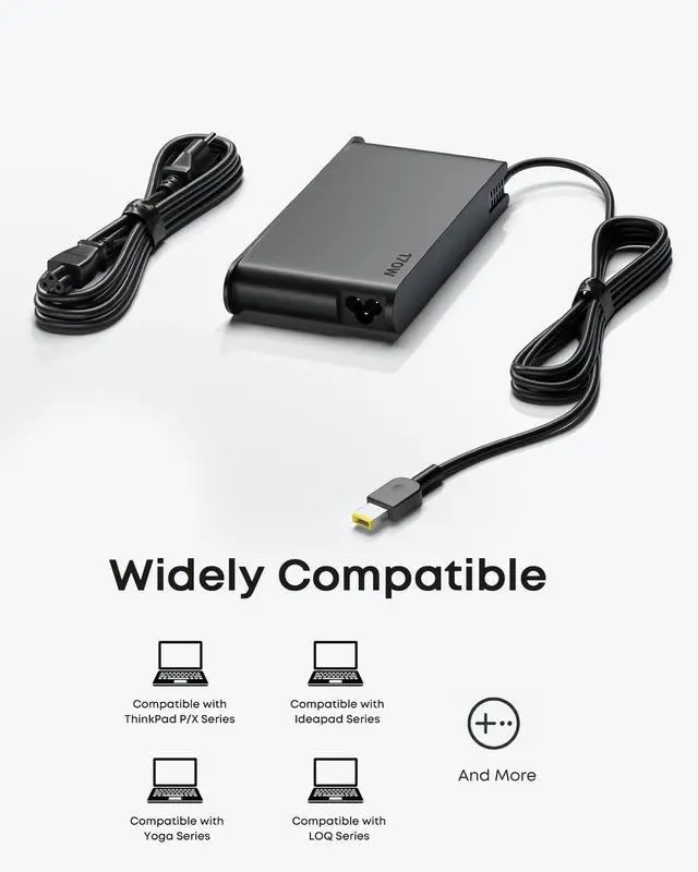 Alt view image 6 of 6 - 170W Laptop Charger Fit for Lenovo ThinkPad LOQ ideapad Gaming 3 | Compatible ThinkPad P1 P15 P16 P71, Legion Slim 5, AC Adapter ADL170SDC3A, ADL170SLC3A, ADL170SCC3A, SA10R16886, SA10R16887