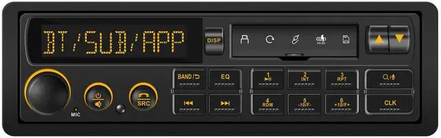 Main image of Bluetooth Retro Car Stereo Receiver: Single Din European Classic Look Radio | 2 Subwoofer Outputs Pre-Amp AM FM USB SD AUX Type-C PD3.0 Fast Charge EQ SWC