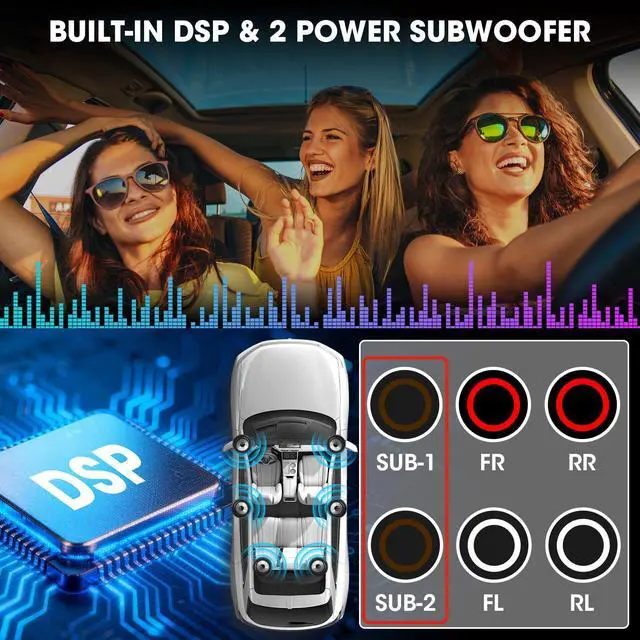 Alt view image 4 of 6 - Bluetooth Retro Car Stereo Receiver: Single Din European Classic Look Radio | 2 Subwoofer Outputs Pre-Amp AM FM USB SD AUX Type-C PD3.0 Fast Charge EQ SWC