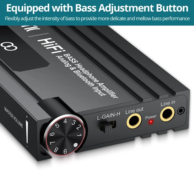 Alt view image 4 of 7 - Professional 16-600 Bluetooth Headphone Amplifier with Bass Boost,3.5mm Portable HiFi Earphone Amplifiers,Gain Switch Bass Volume Adjust & Aluminum Case,Rechargeble Headphone Amp for Laptop