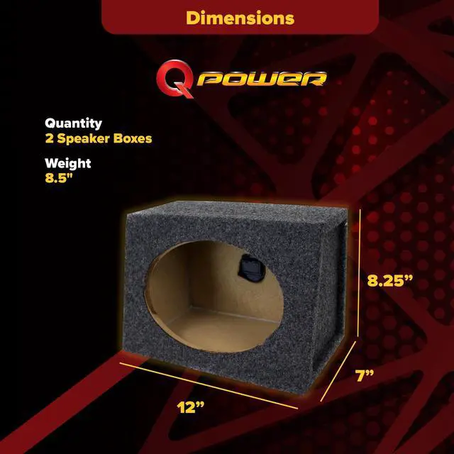 Alt view image 3 of 7 - 2-Pack 6x9 Inch Angled Speaker Enclosure, Sealed Car Audio Box
