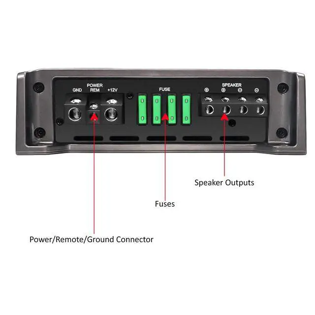 Alt view image 5 of 6 - RED1200-1 2500W Class D Car Audio Mono Block Subwoofer Amplifier | Strappable 1 Ohm Stable Remote Bass Knob Included