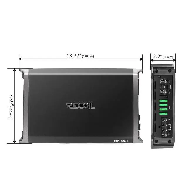 Alt view image 6 of 6 - RED1200-1 2500W Class D Car Audio Mono Block Subwoofer Amplifier | Strappable 1 Ohm Stable Remote Bass Knob Included