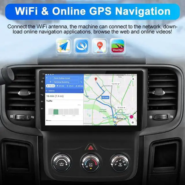 Alt view image 3 of 7 - Car Stereo for Dodge RAM 1500 2500 3500 2013-2018 Manual AC CarPlay Radio | Dodge Ram 1500 2500 3500 2013 2014 2015 2016 2017 2018 Radio Replacement with Wireless CarPlay Android Auto - 2G Ram 32G ROM