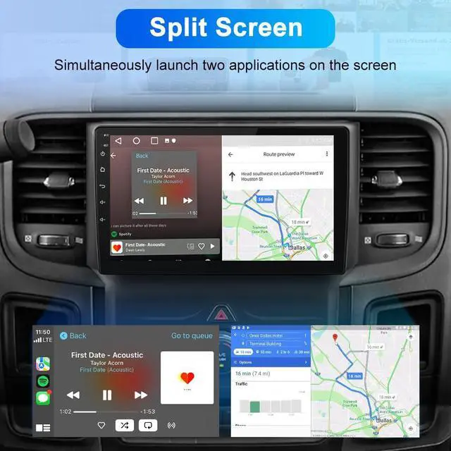 Alt view image 5 of 7 - Car Stereo for Dodge RAM 1500 2500 3500 2013-2018 Manual AC CarPlay Radio | Dodge Ram 1500 2500 3500 2013 2014 2015 2016 2017 2018 Radio Replacement with Wireless CarPlay Android Auto - 2G Ram 32G ROM