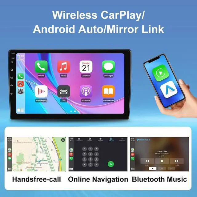 Alt view image 6 of 7 - Car Stereo for Dodge RAM 1500 2500 3500 2013-2018 Manual AC CarPlay Radio | Dodge Ram 1500 2500 3500 2013 2014 2015 2016 2017 2018 Radio Replacement with Wireless CarPlay Android Auto - 2G Ram 32G ROM