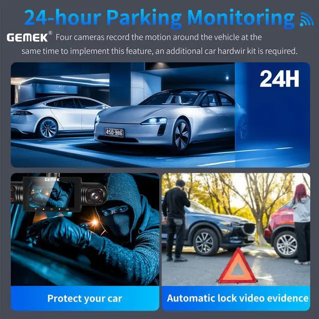 Alt view image 5 of 7 - 360 Degree View 4 Channel Dash Cam 5G WiFi & App Control, 2K Front and Rear Inside, Left and Right Dash Camera for Cars, Free 64GB TF Card, G-Sensor, Night Vision, 24 Hour Parking